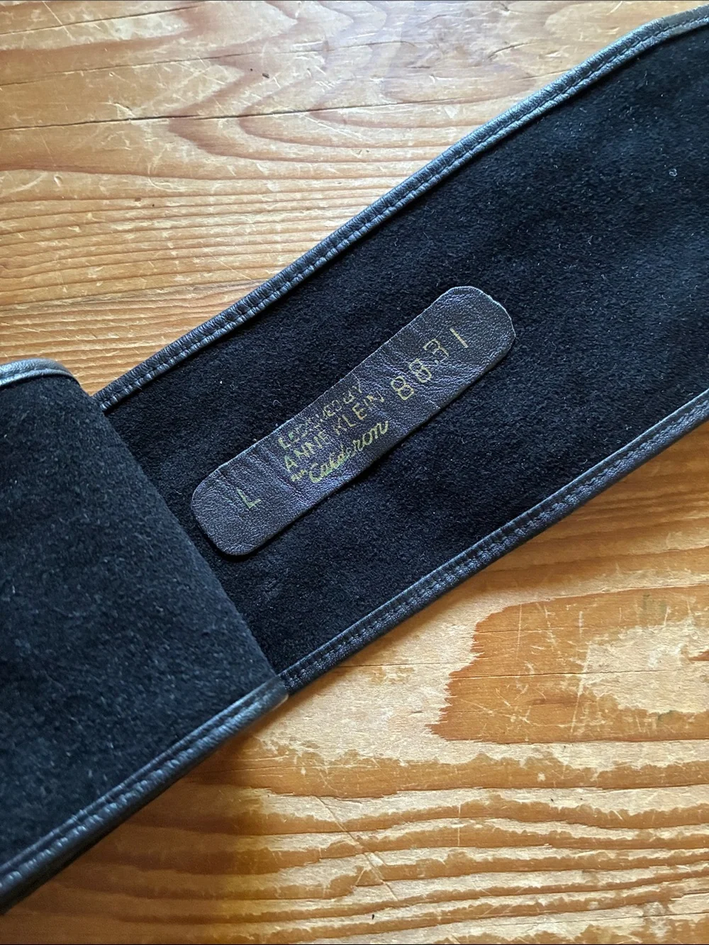 Vintage Anne Klein for Calderon Black Suede Large Gold Buckle Wide Belt